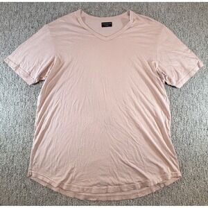 Goodlife V-Neck T-Shirt Mens XXL Pink Supima MicroModal Scallop Hem Made in USA